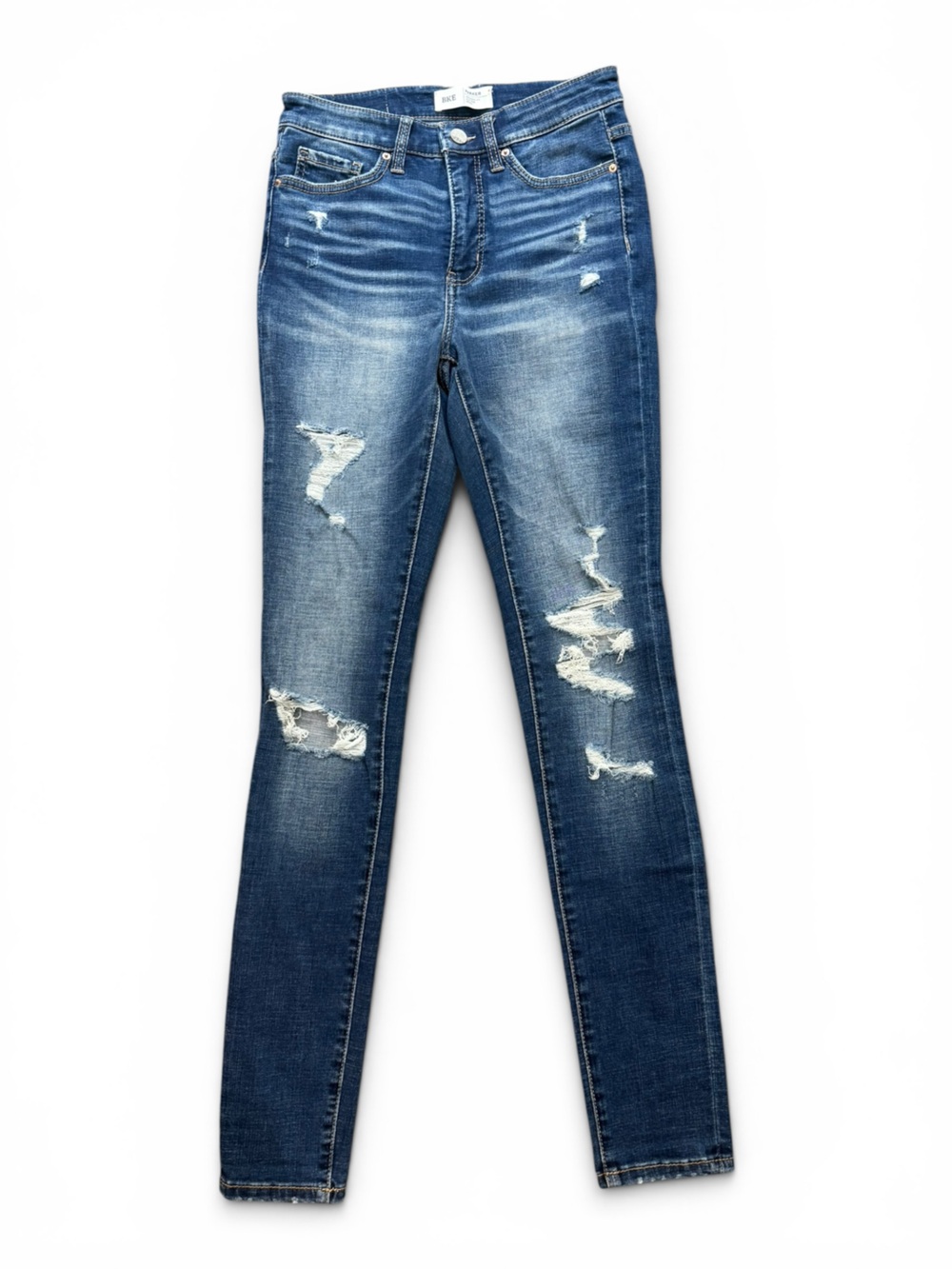 BKE Parker Women's Distressed Skinny Jeans - Blue Wash